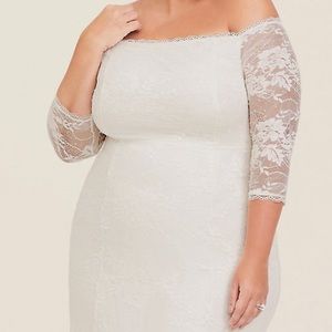 IVORY OFF SHOULDER SEQUIN & LACE GOWN- BRAND NEW!